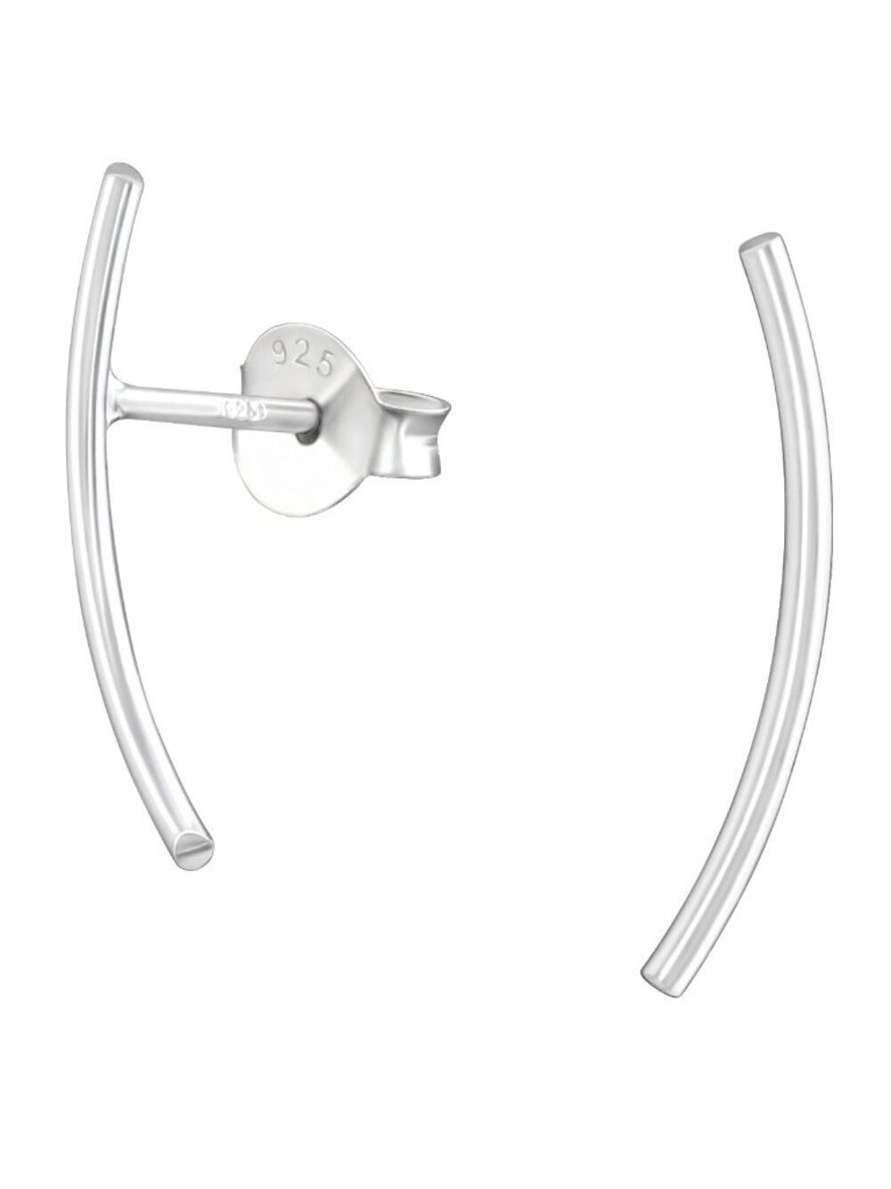 Sterling Silver Curved Stud Earrings